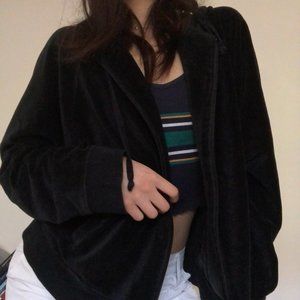 Vintage velvet zip up hoodie